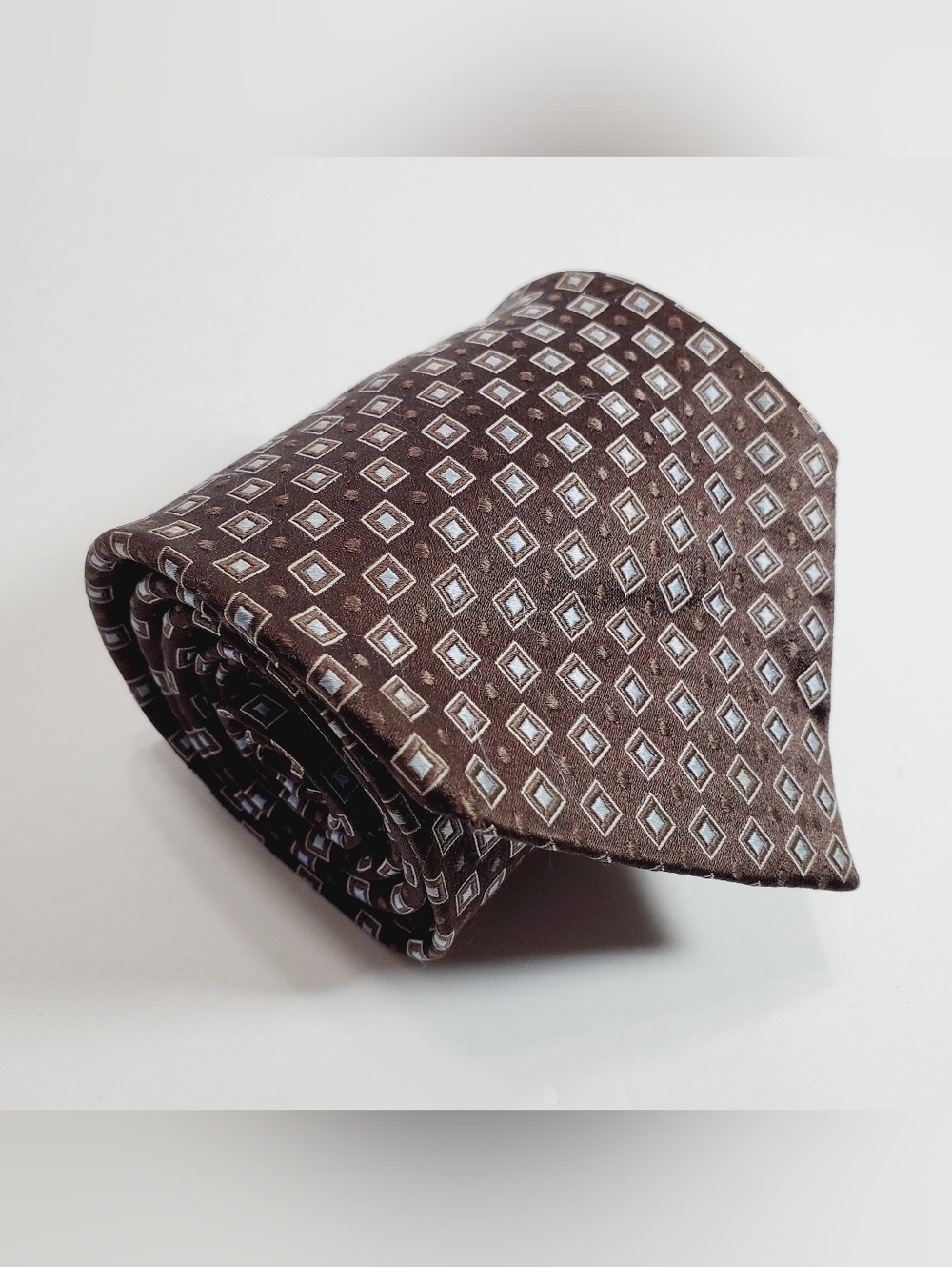 Stafford Brown Geometric Pattern  Men's Silk Neck Tie Jacquard Fabric